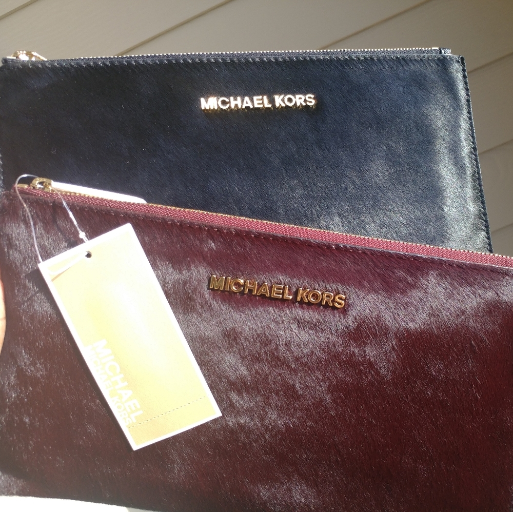 Michael Kors, Lrg Wristlet, Black (only); Merlot SOLD
